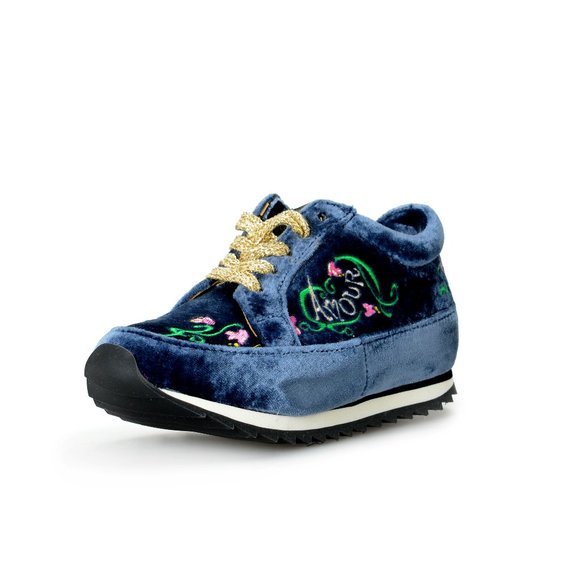 Charlotte Olympia Girls Multi-Color Velvet Leather Fashion Sneakers Shoes
